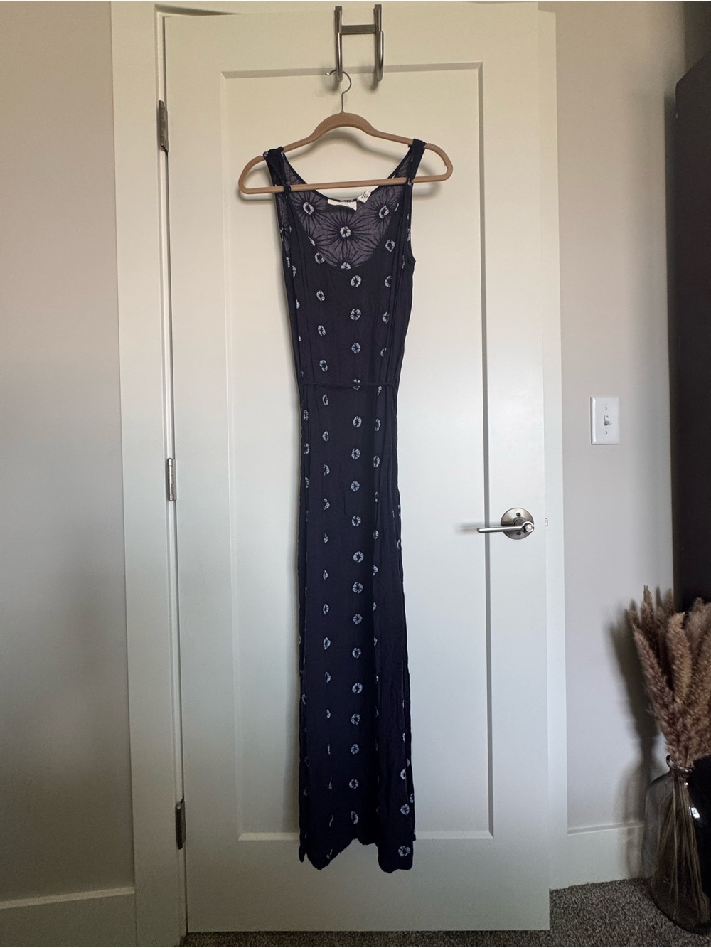 H&M Navy Maxi Dress with Subtle tie-dye Motif